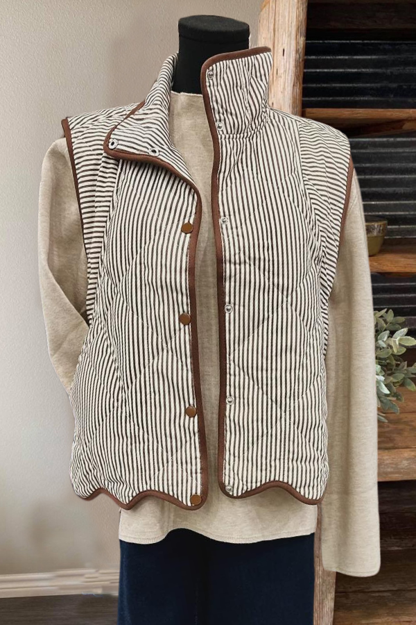 Wavy Quilted Striped Vest