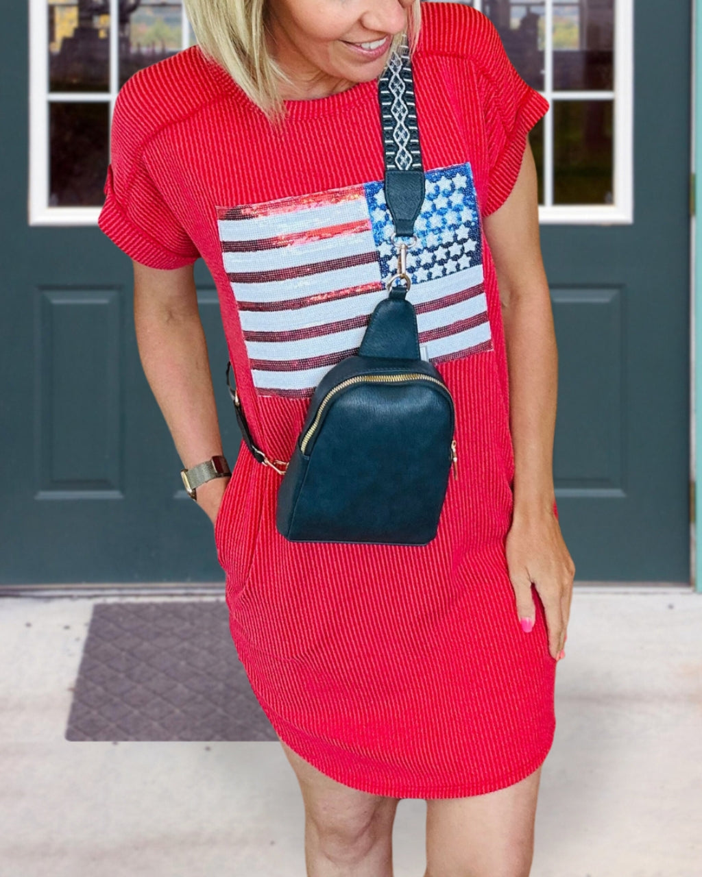 Flag Sequin T-shirt Dress