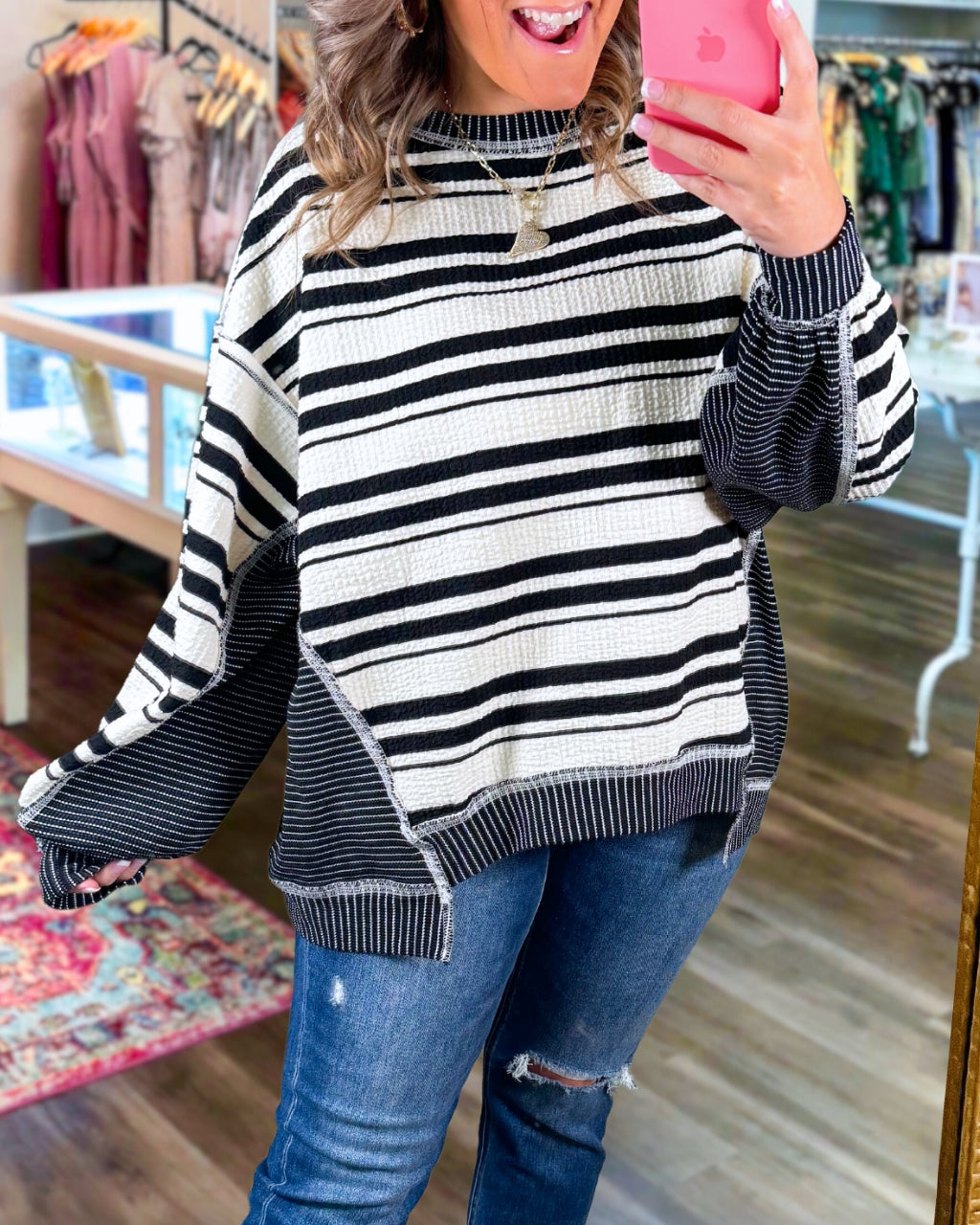 Mix Striped Oversized Sweatshirt