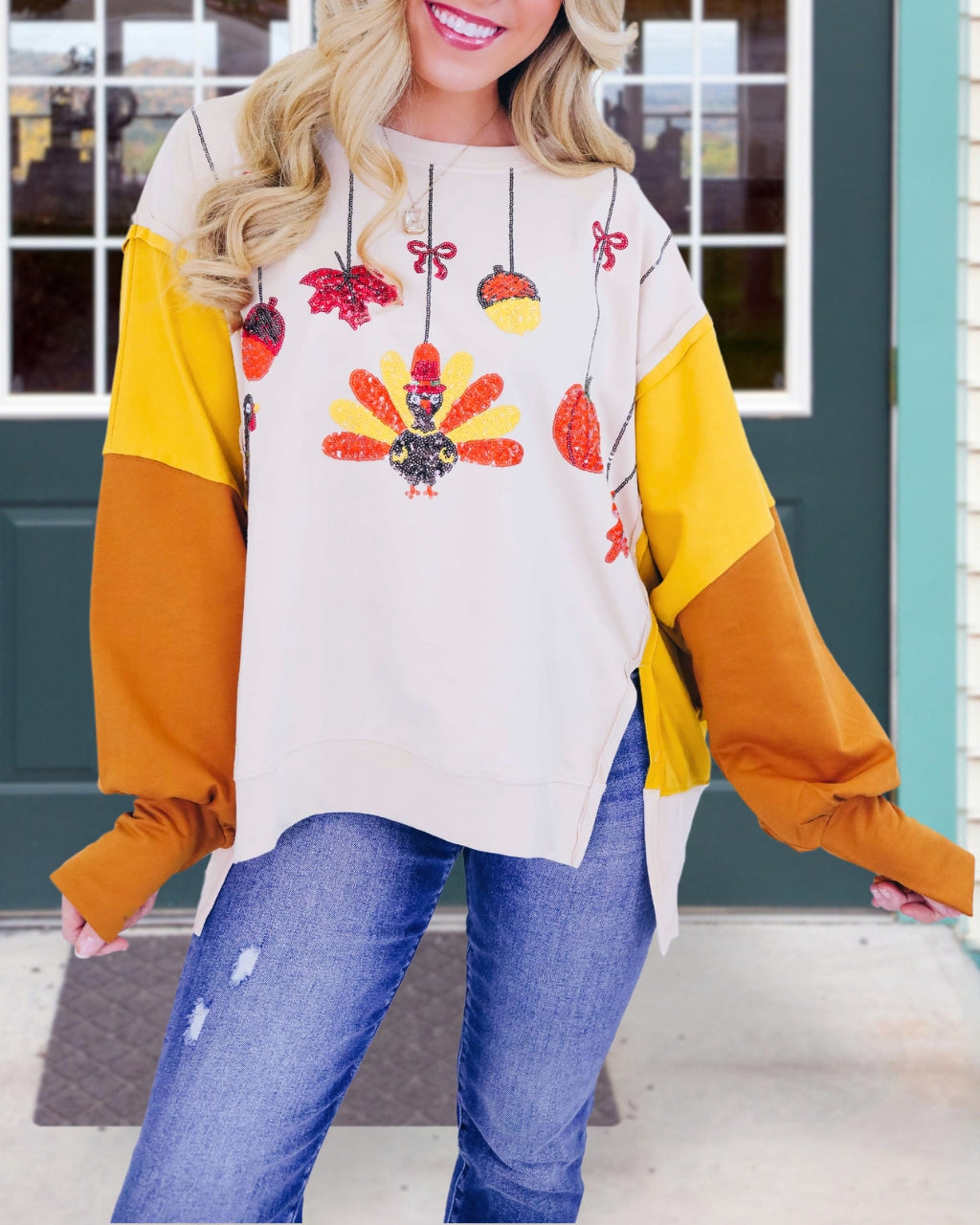 Thanksgiving Turkey Sequined Sweatshirt