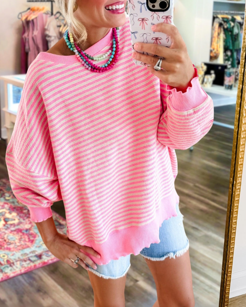 Cozy Striped Oversized Sweatshirt