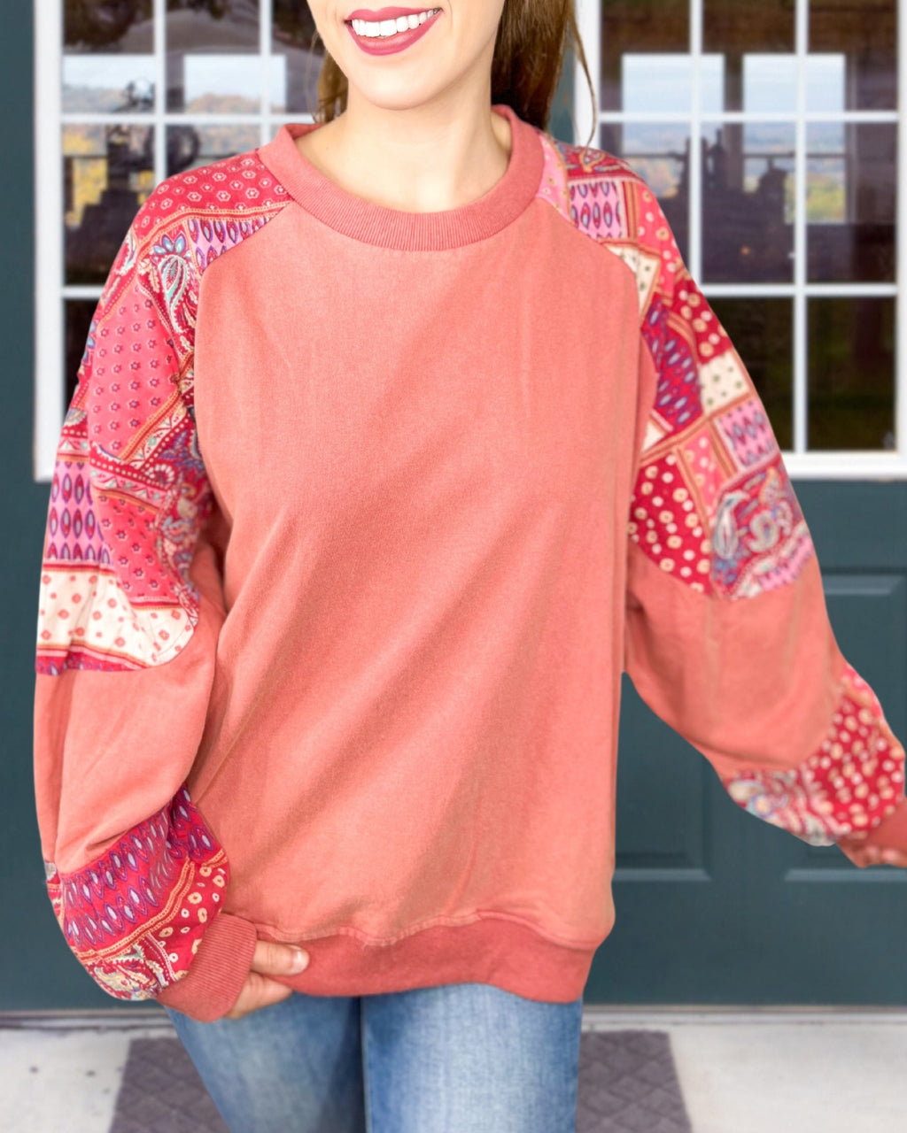 Paisley Patch Pullover