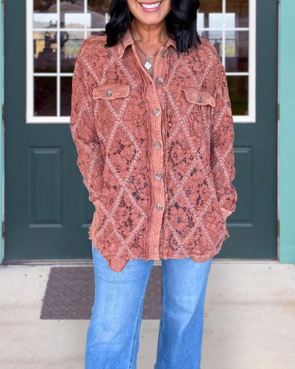 Rust Lace Mixed Top