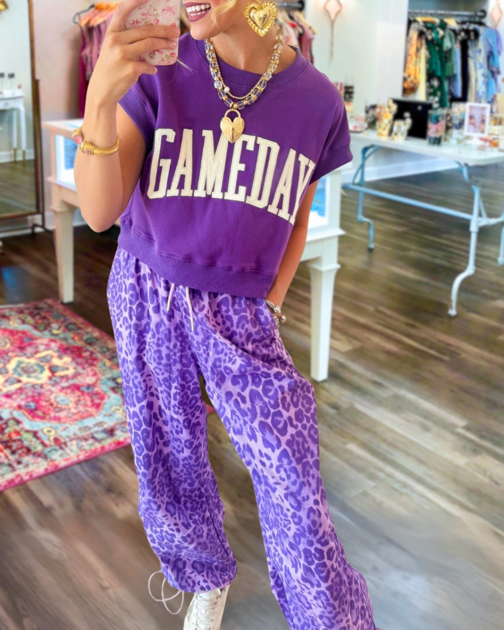 Elastic Waist Leopard Joggers
