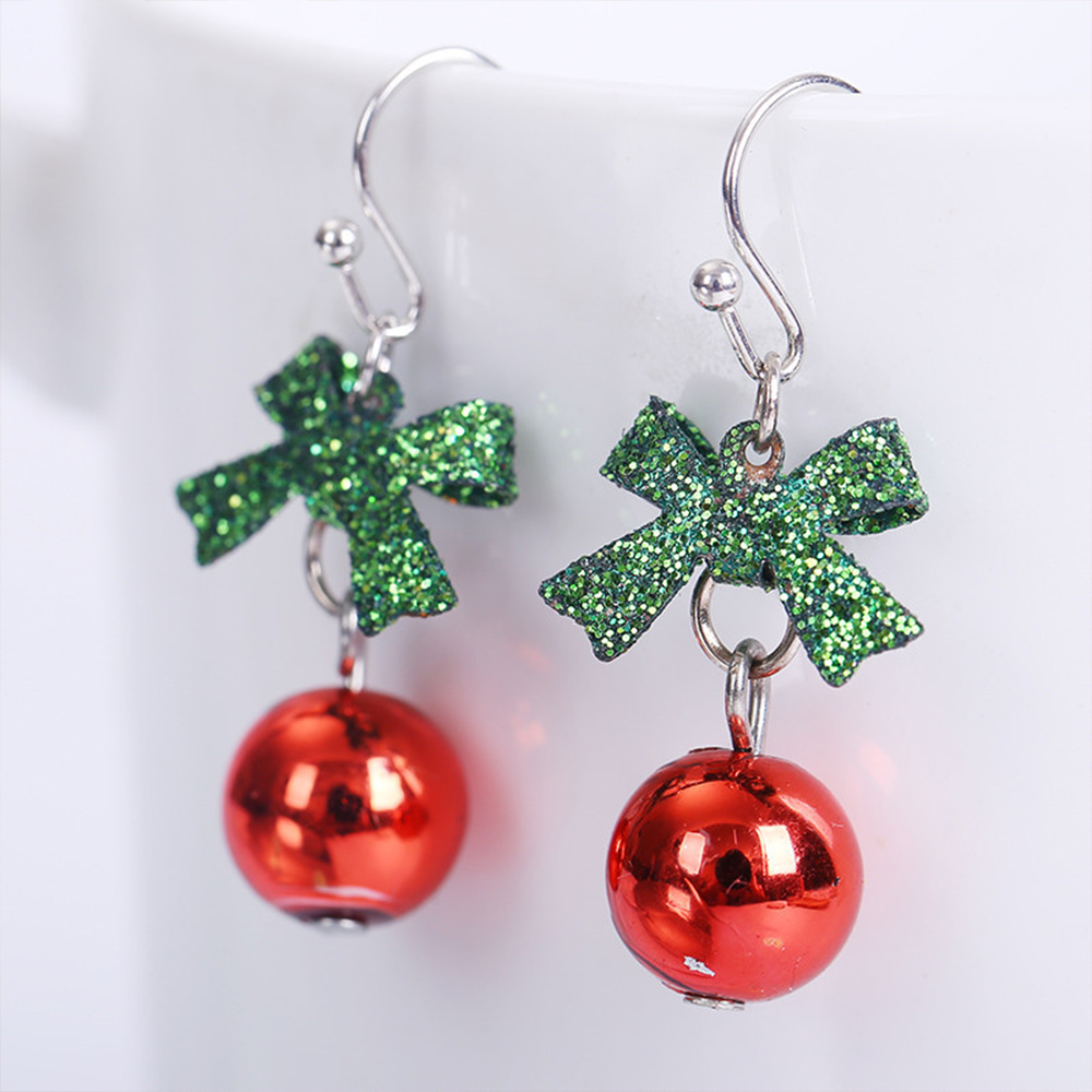 Christmas Bow Glossy Ball Earrings