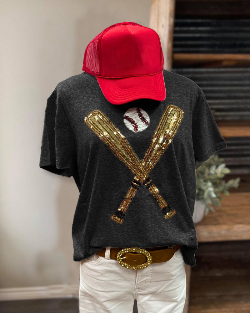 Baseball Sequin Cotton Tee