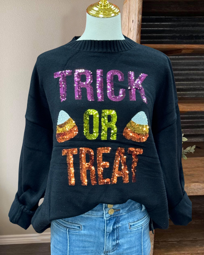 Trick or Treat Sequin Pullover