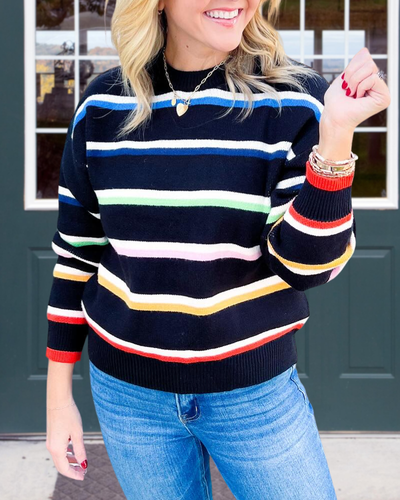 Colorful Striped Crewneck Sweater