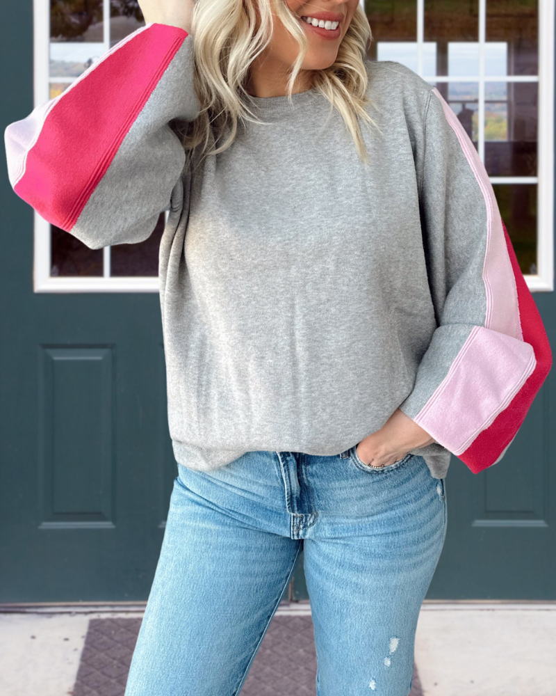 Colorblock Sleeves Crewneck Sweatshirt