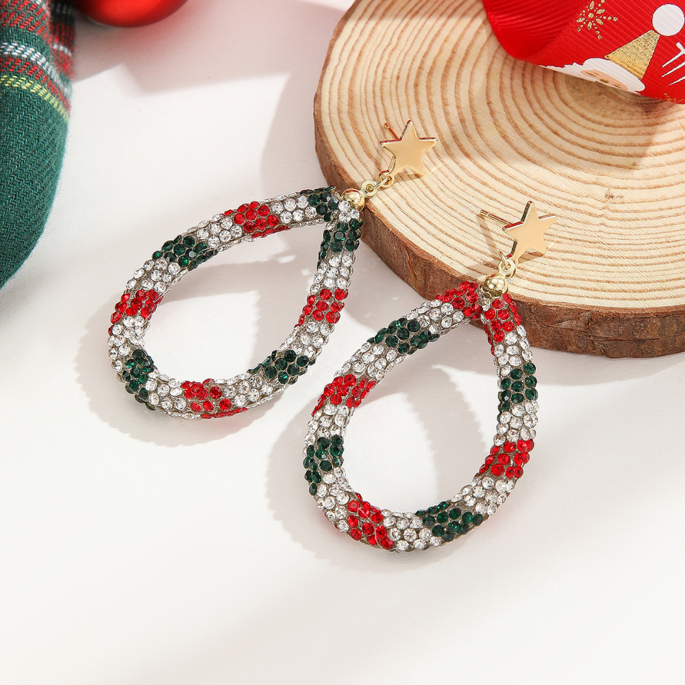 Christmas Diamond Teardrop Earrings