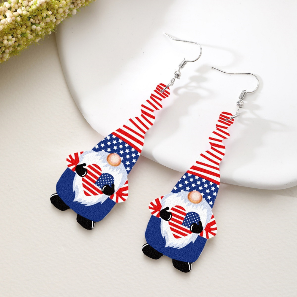 US Stars Stripes Dangle Earrings
