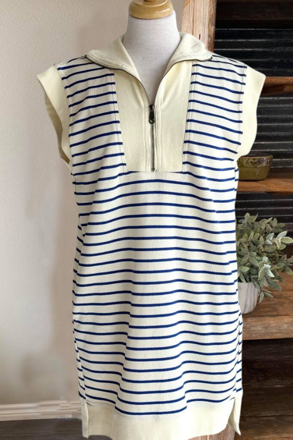 Striped Cap Sleeve Mini Dress