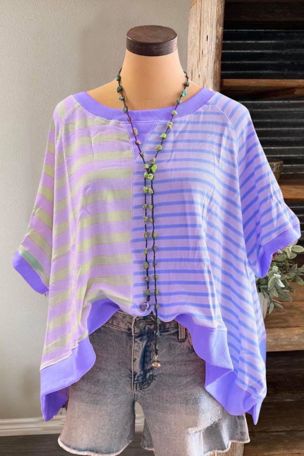 Oversized Colorblock Stripe Top