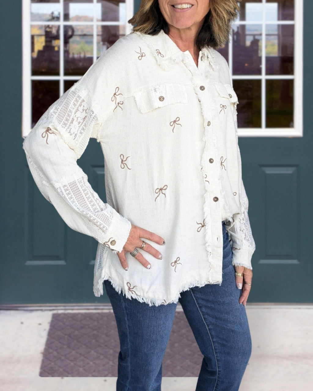 Linen Lace Patchwork Top