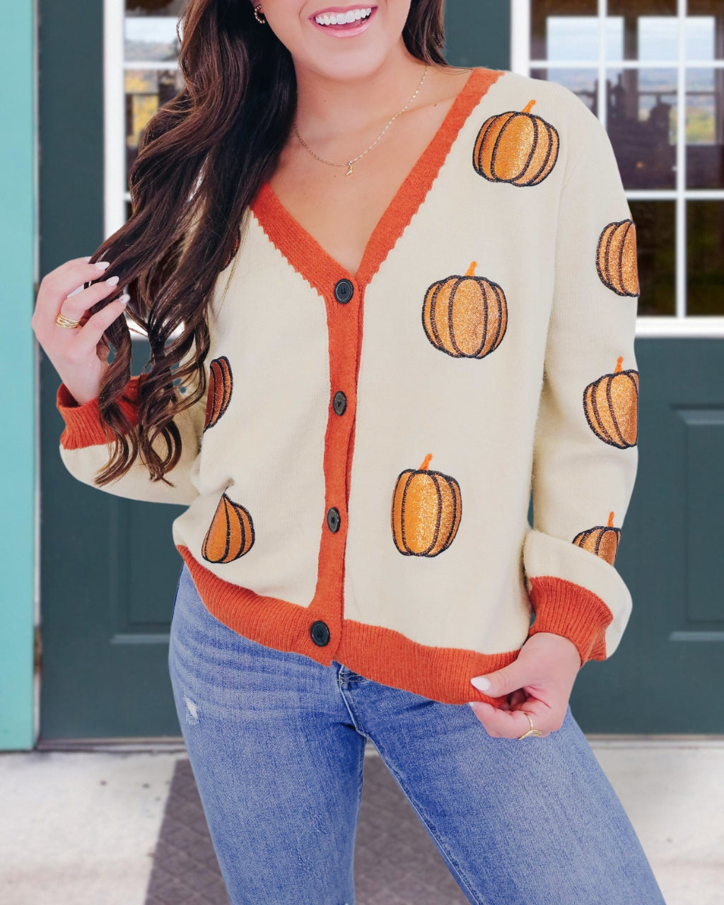 Sparkling Pumpkin Orange Cardigan