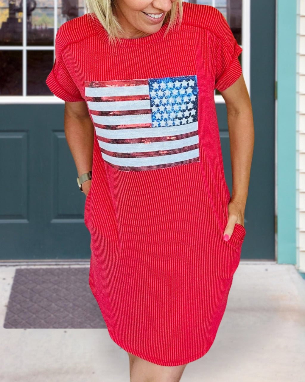 Flag Sequin T-shirt Dress