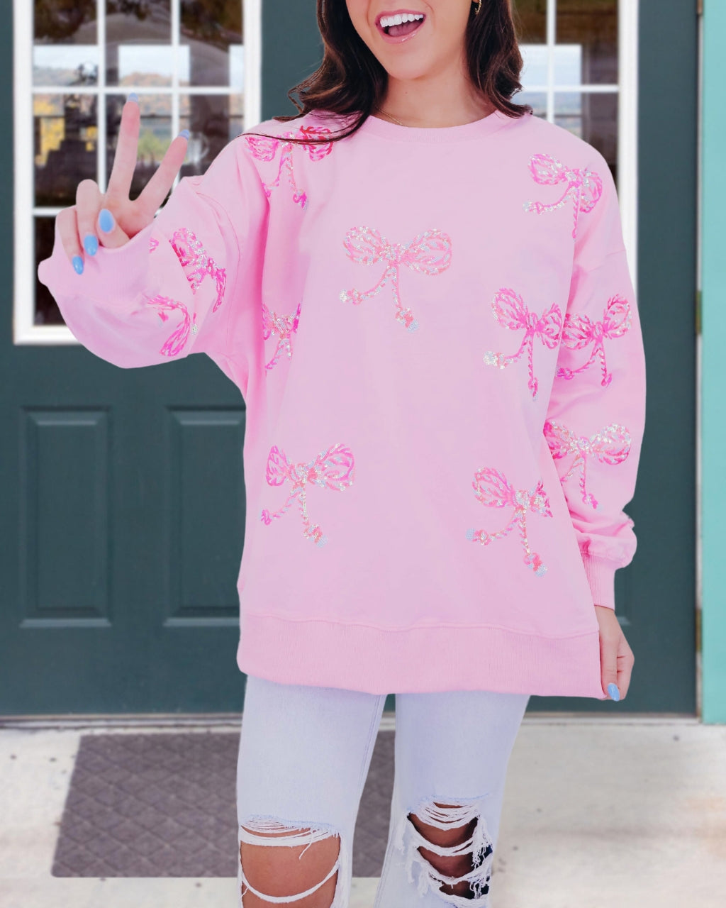 Sweet Bow Sequin Sweatshirt