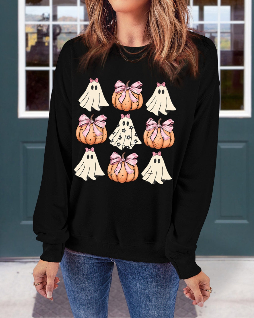 Bowknot Ghost Pumpkin Sweatshirt