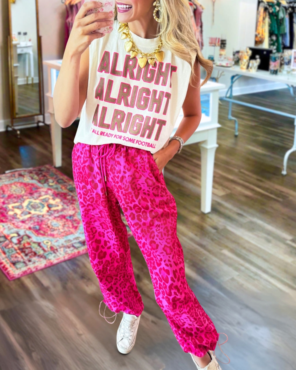 Elastic Waist Leopard Joggers
