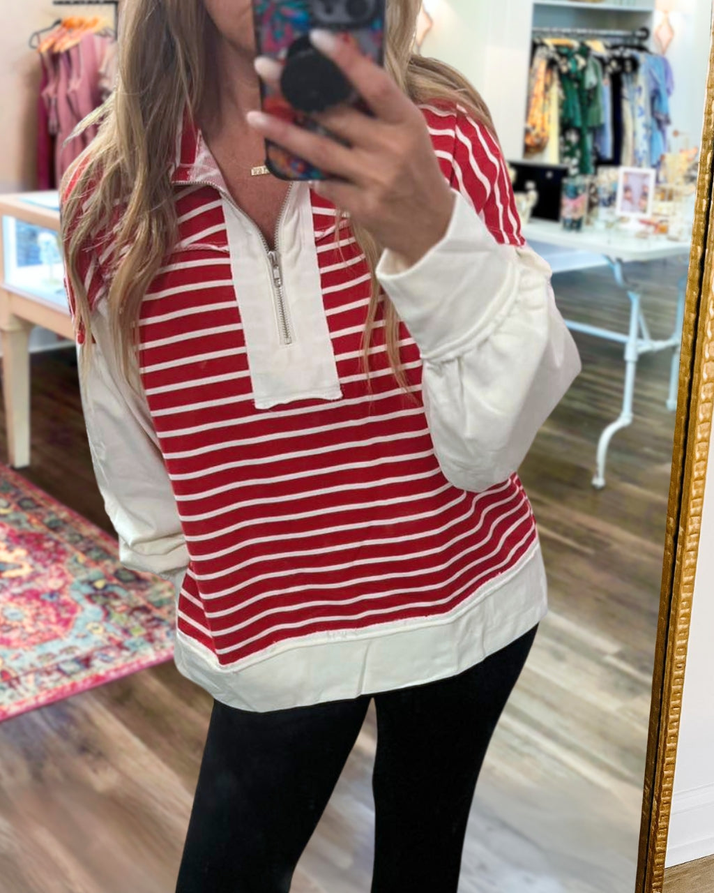 Color Panel Striped Sweatshirt