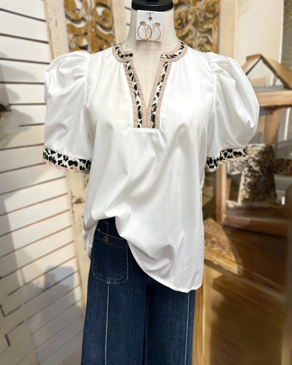 Colorblock Leopard Top