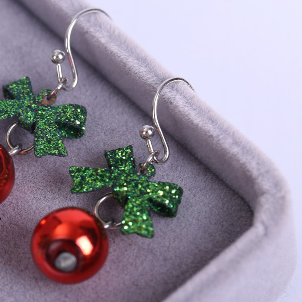 Christmas Bow Glossy Ball Earrings
