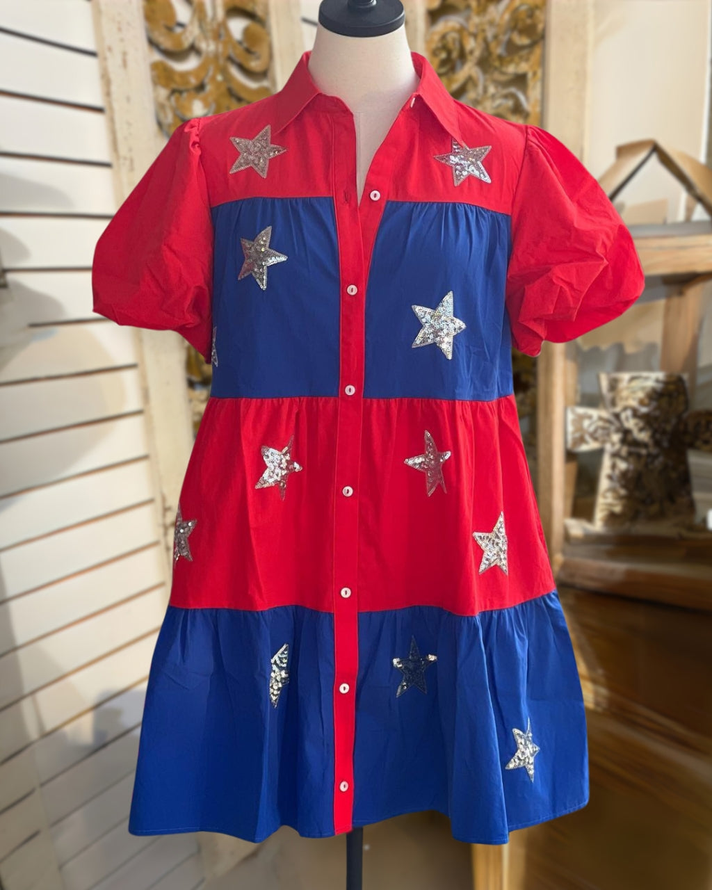 Sequin Star Colorblock Dress