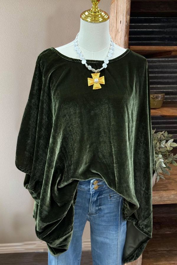 Oversized Silk Velvet Scarf Top