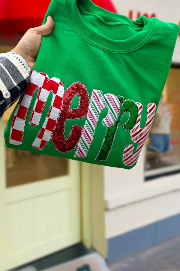 Merry Sequined Crewneck Sweatshirt