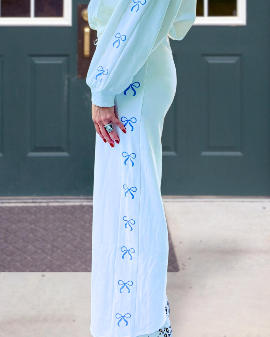 Bow Print Wide Leg Pants