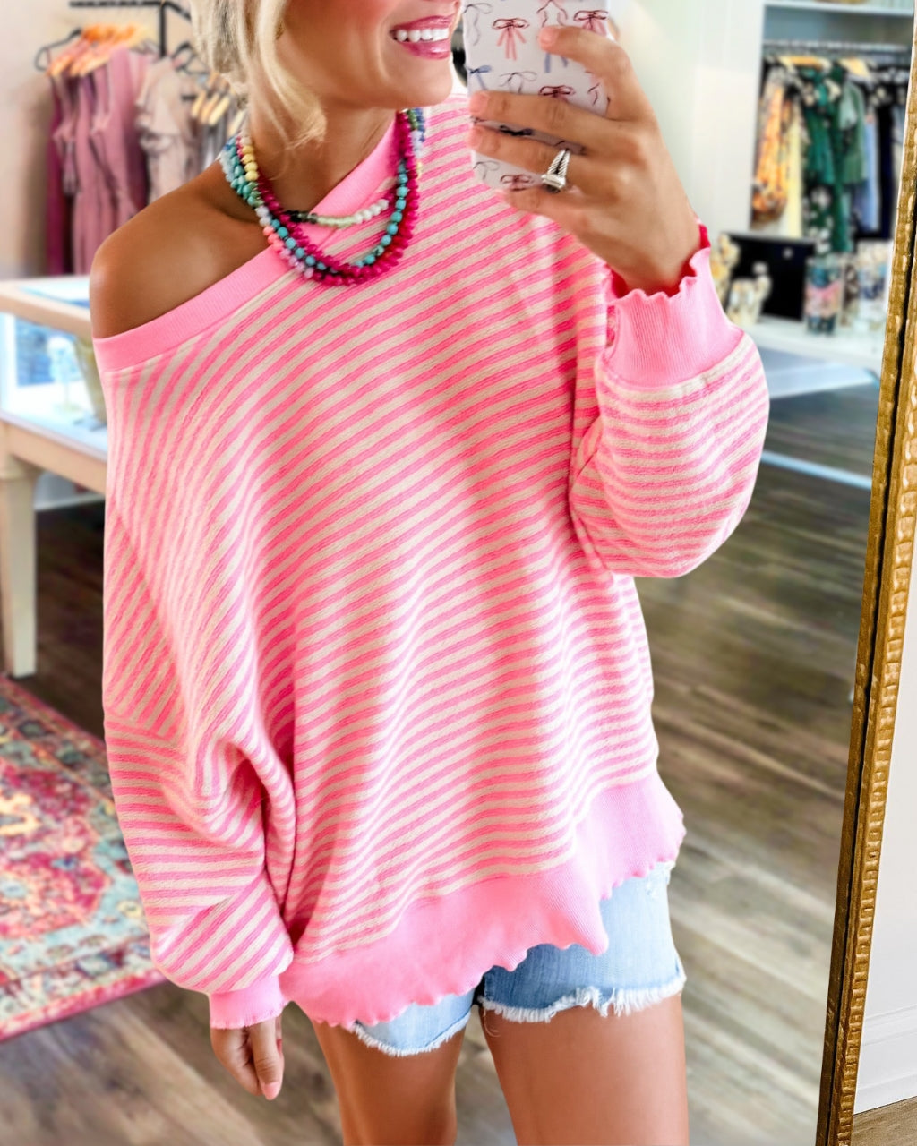 Cozy Striped Oversized Sweatshirt