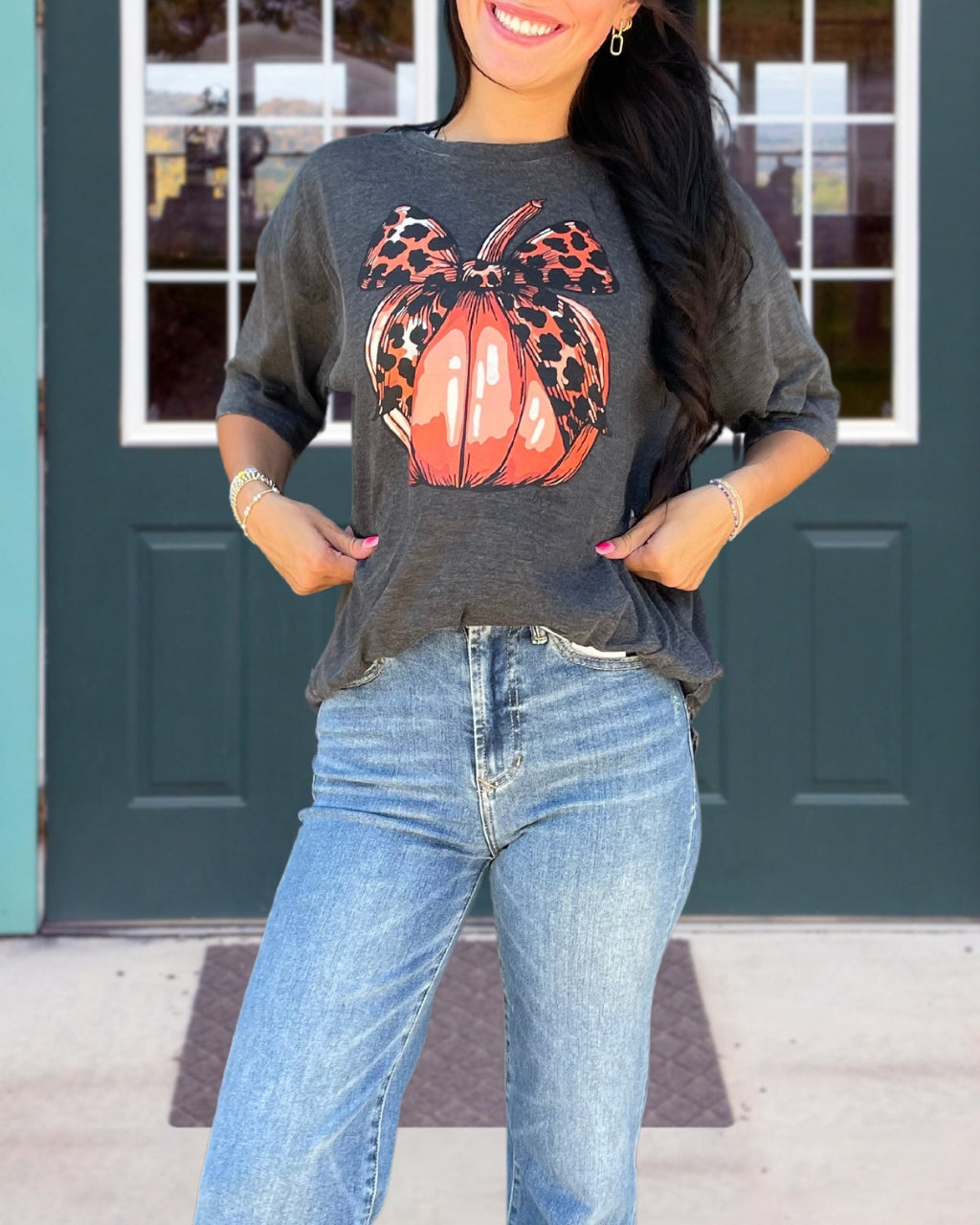 Leopard Bow Pumpkin Tee