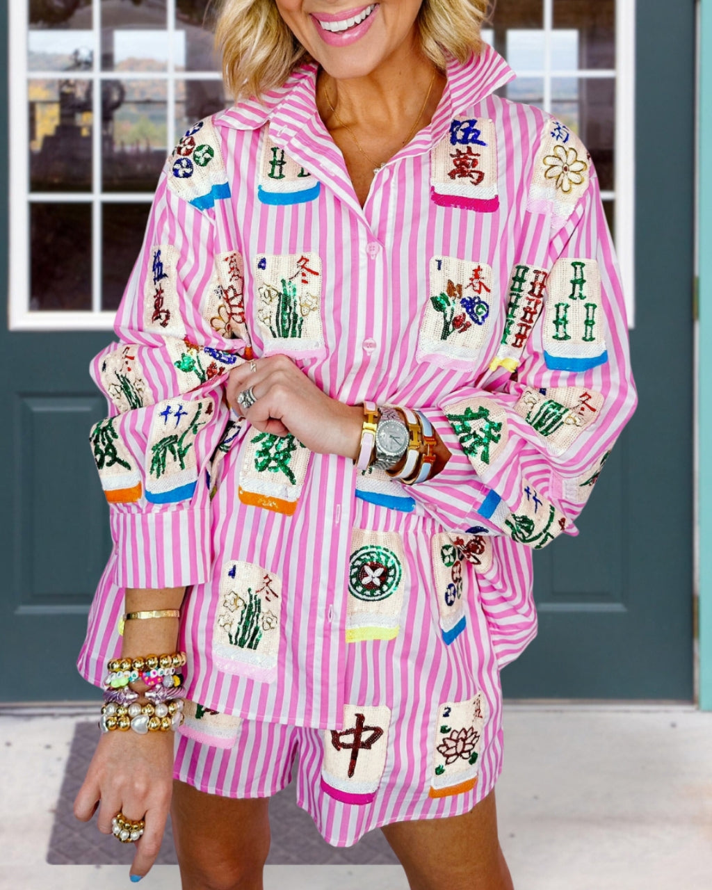 Striped Mahjong Sequin Set