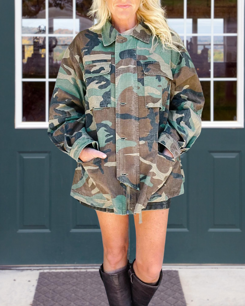 Camouflage Distressed Cotton Jacket