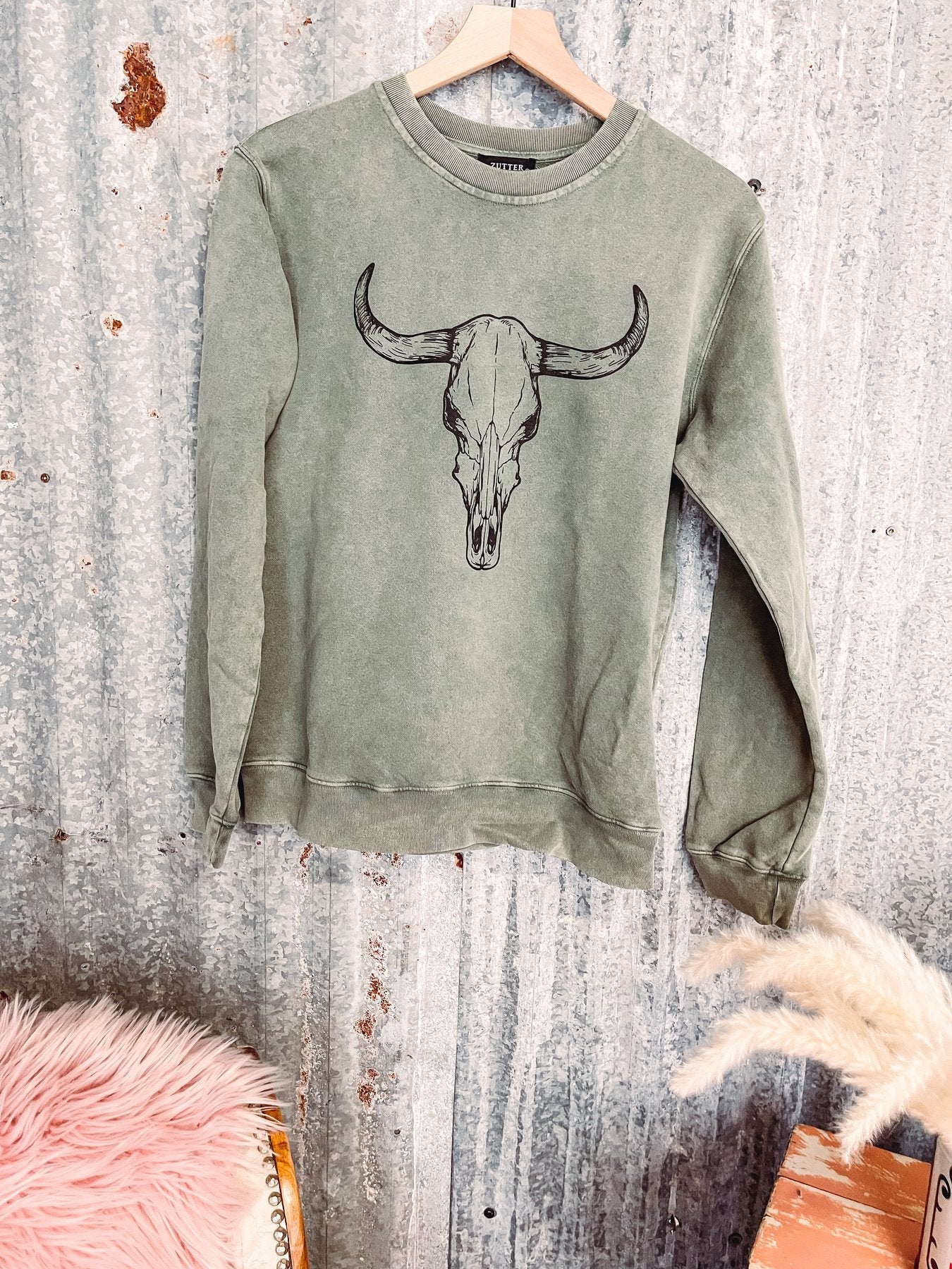 Cow Head Printed Cotton Sweatshirt