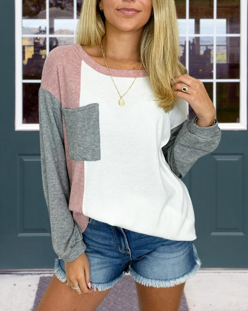 Color Block Pocket Pullover