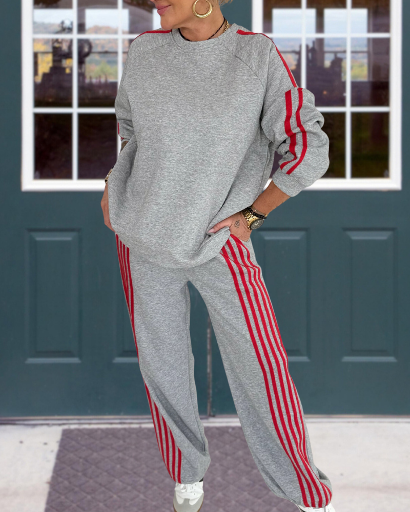 Casual Sports Style Striped Set