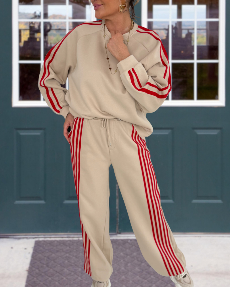 Casual Sports Style Striped Set