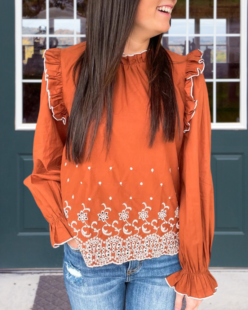 Embroidered Cutout Top