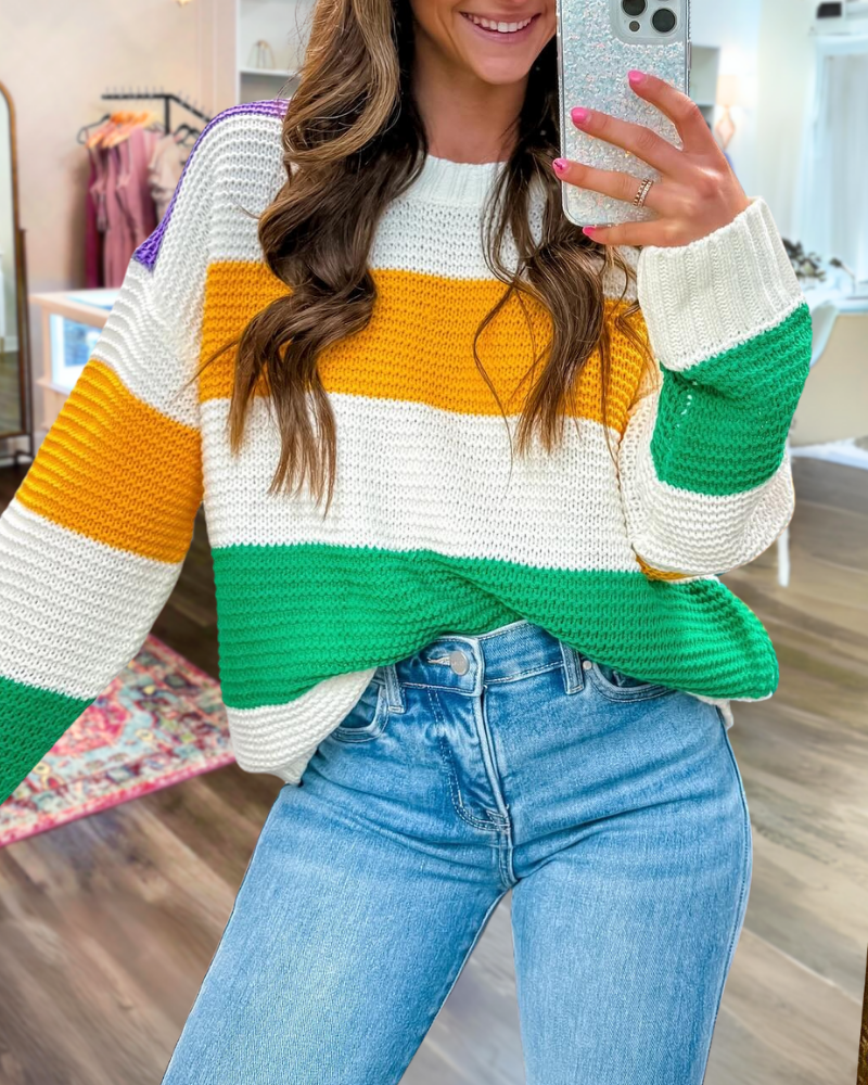 Classic Mardi Gras Striped Pullover