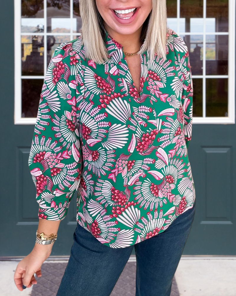 Peacock Floral Blouse