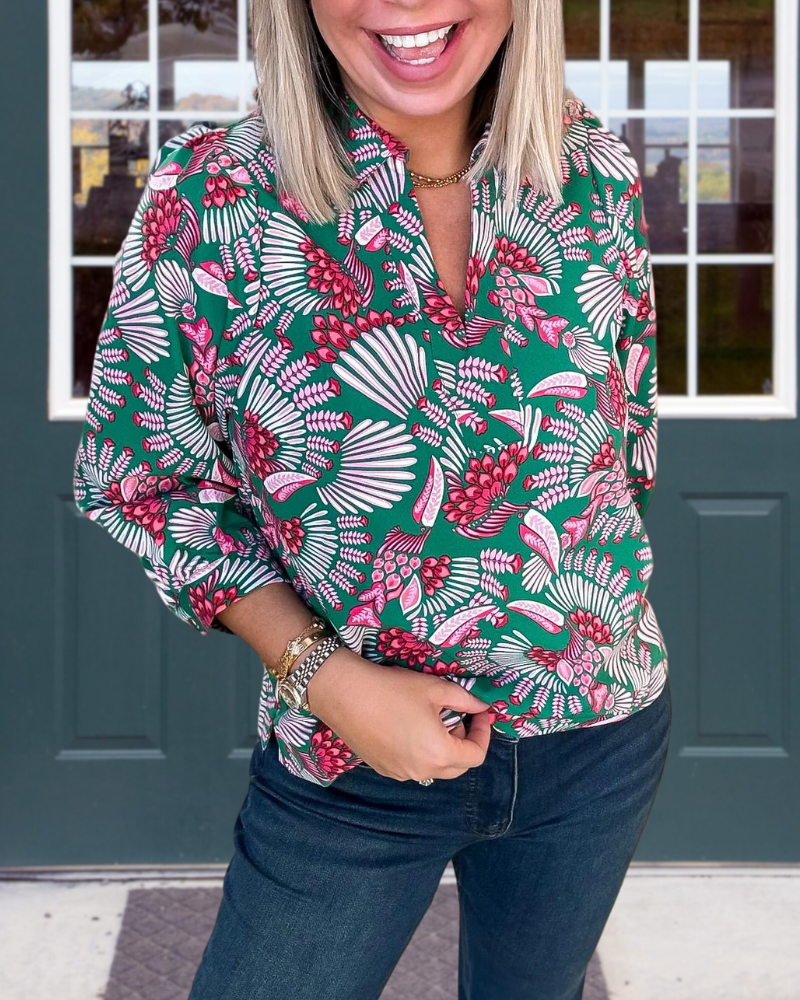 Peacock Floral Blouse