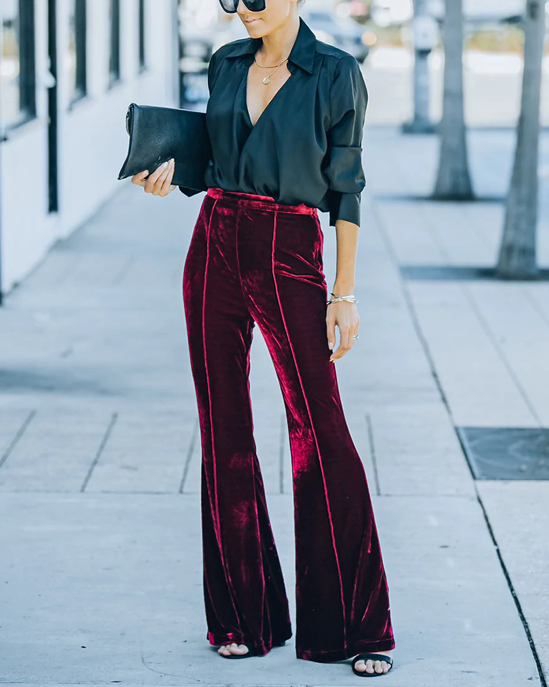 Velvet Flare Pants