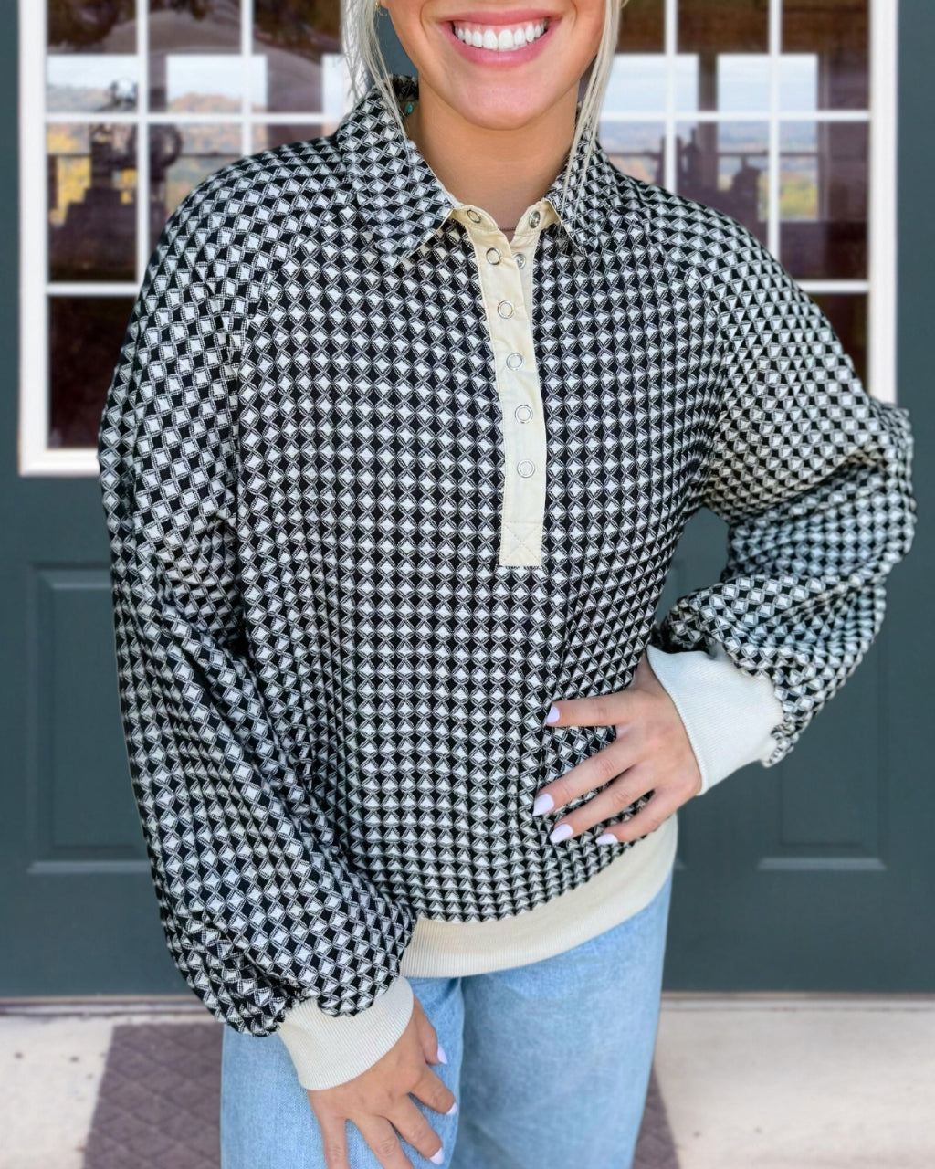 Geometric Pattern Cozy Pullover