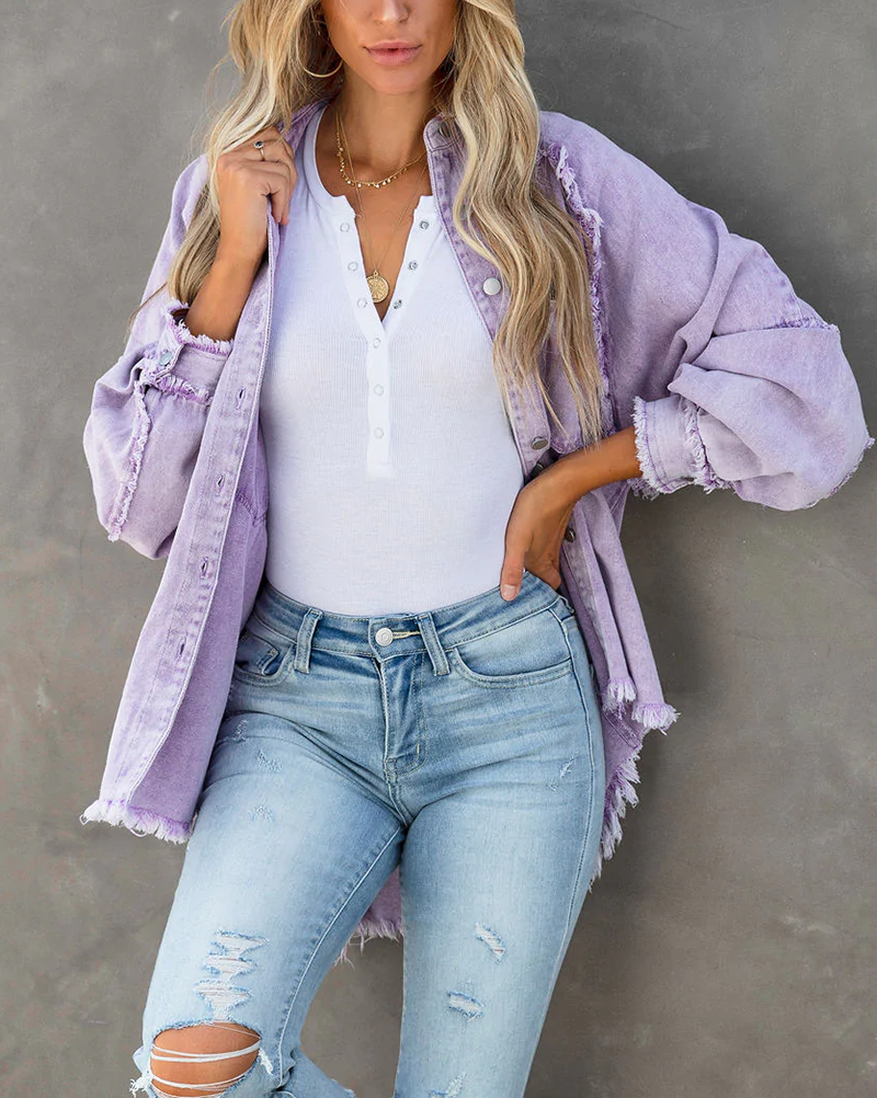 Cotton Distressed Denim Jacket