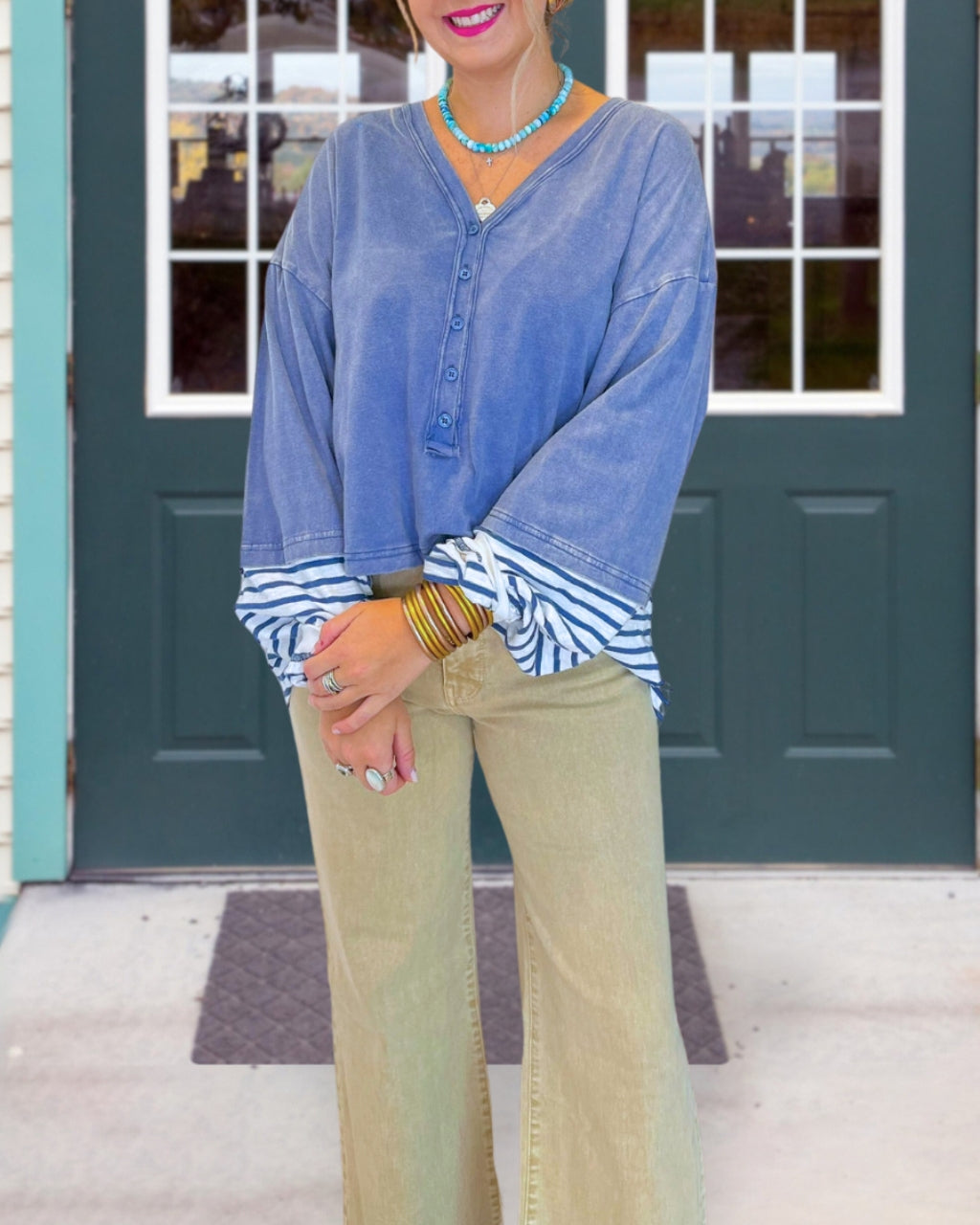 Two in One Colorblock Henley