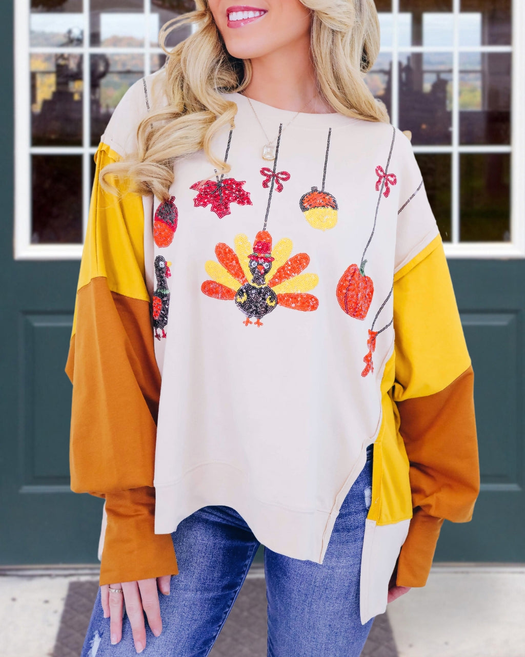 Thanksgiving Turkey Sequined Sweatshirt