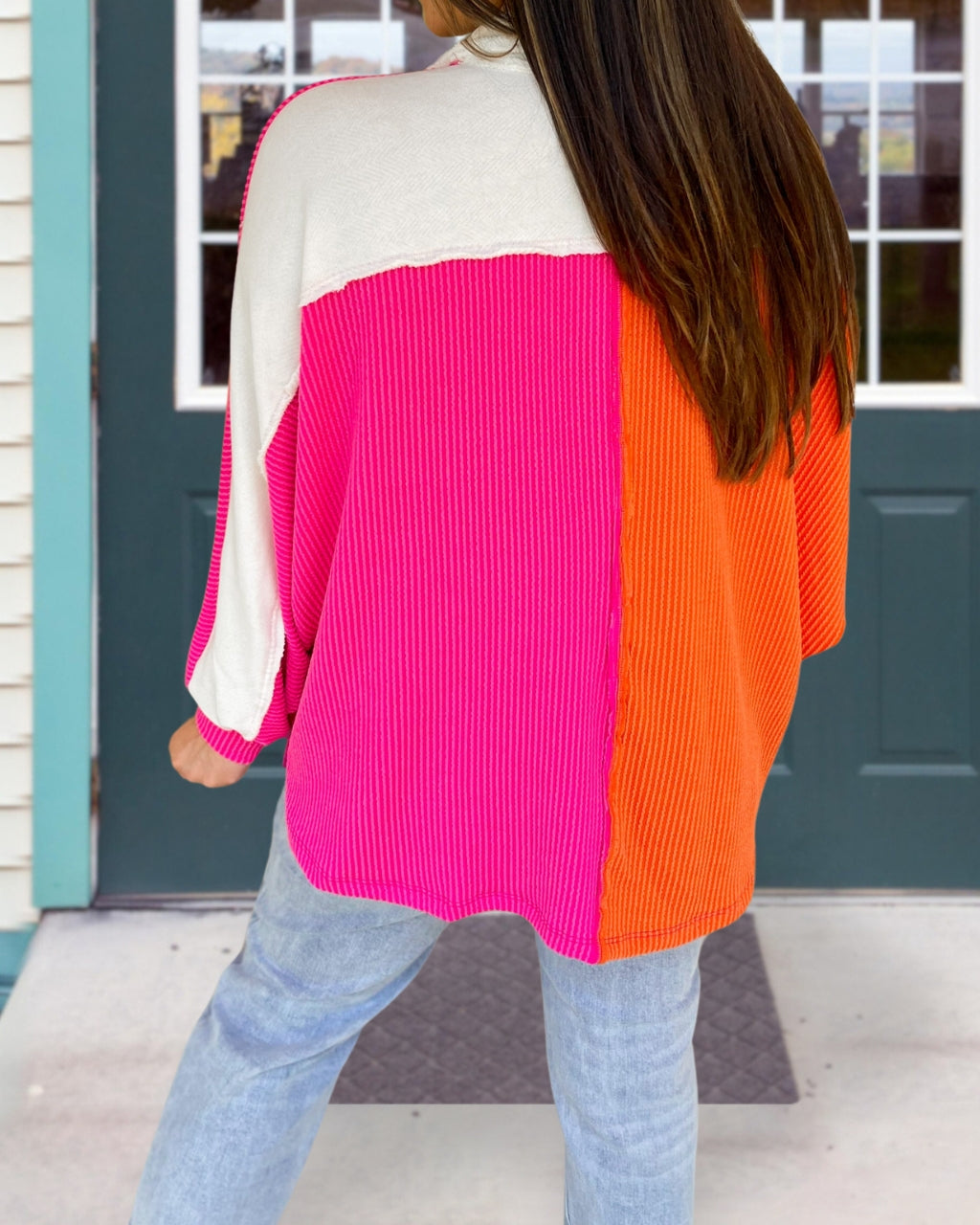 Colorblock Ribbed Oversized Top