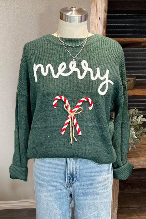 Merry Candy Cane Knit Sweater