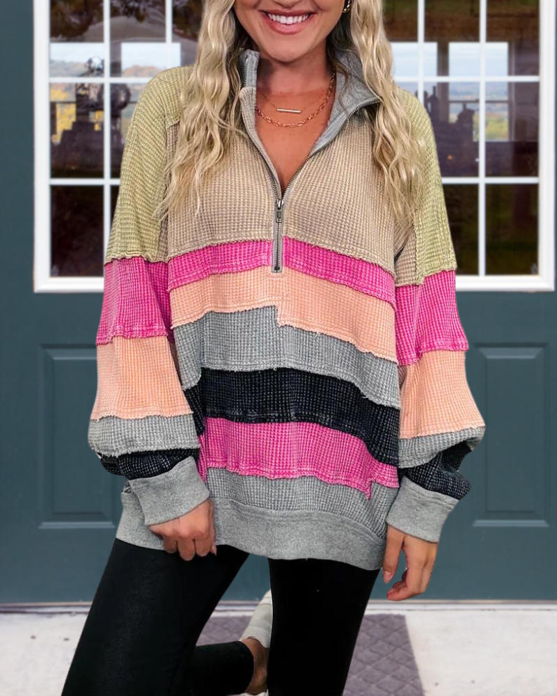 Waffle Layered Patch Sweatshirt